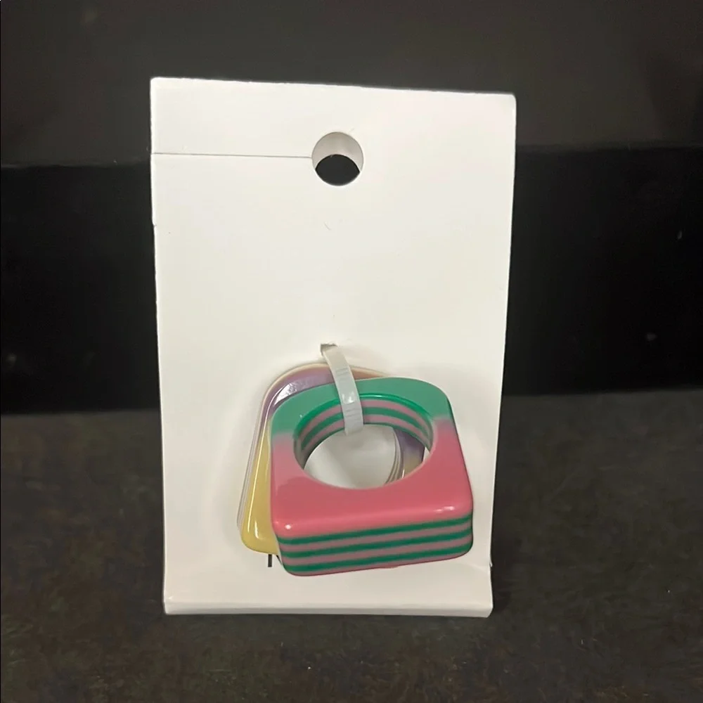 Mango Colorful Square Resin Rings - Picture 1 of 3